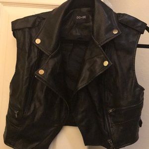 Leather crop vest